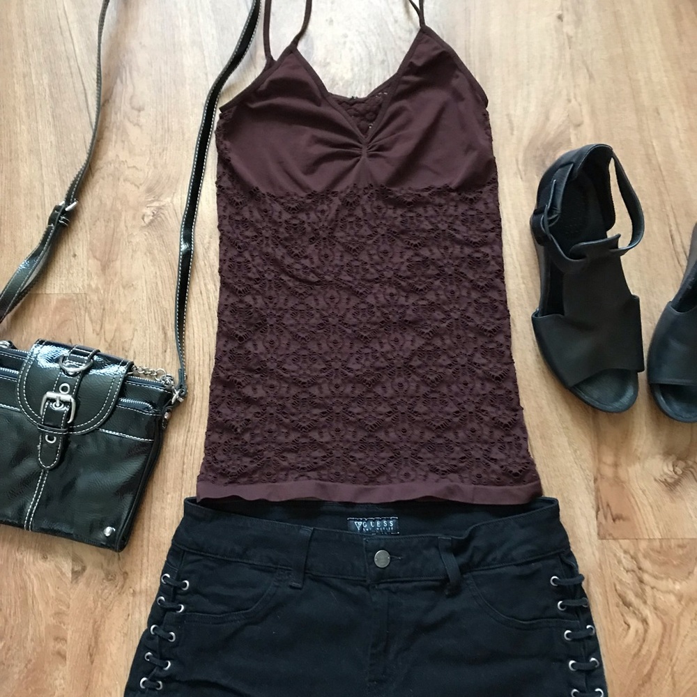 Brown Stretch Lace Tank Top I removed the tag I think it’s Guess Size M/L